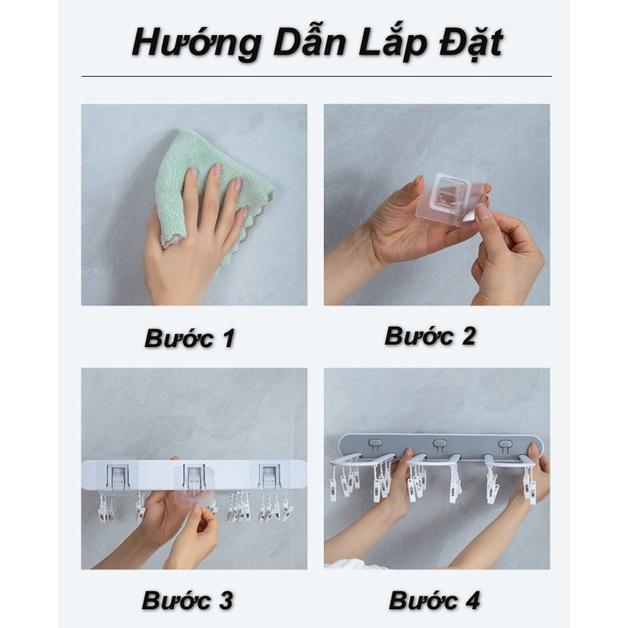 Giàn Phơi nhanh quần áo móc kẹp ẩn Happy