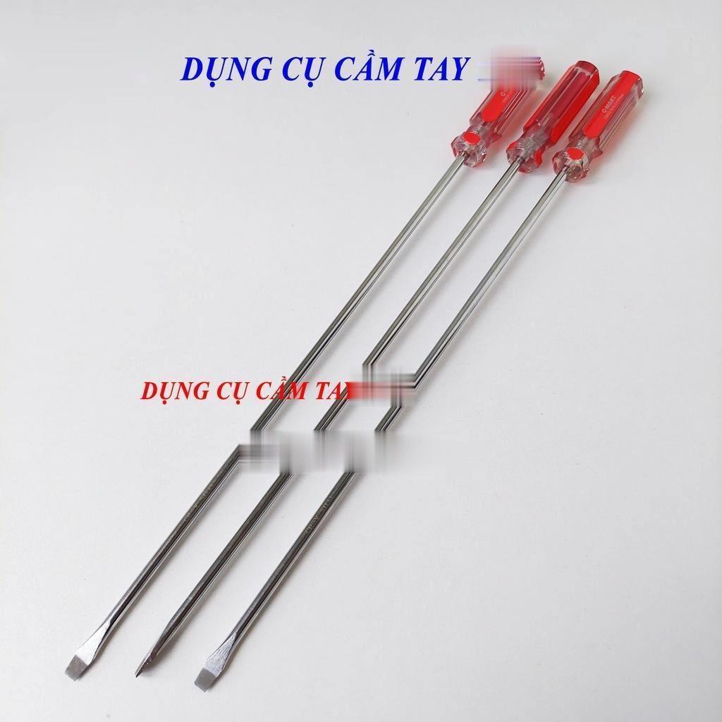 Tô vít dài 5x300 mm - Tuốc nơ vít dẹt, 4 cạnh cán cứng nhựa trong C-Mart