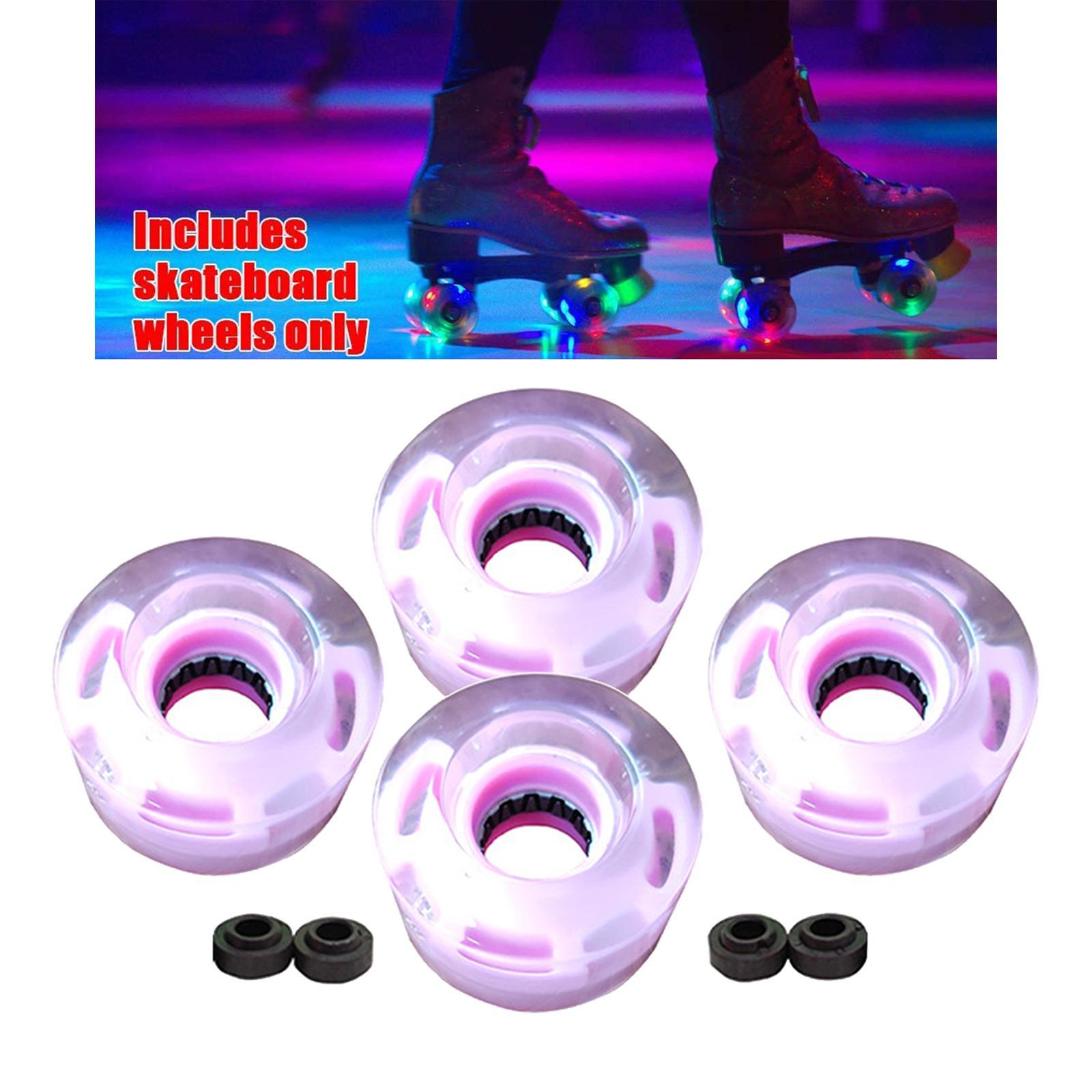 4pcs Roller Skate Wheels Light  Flash for Double Row Skating Blue