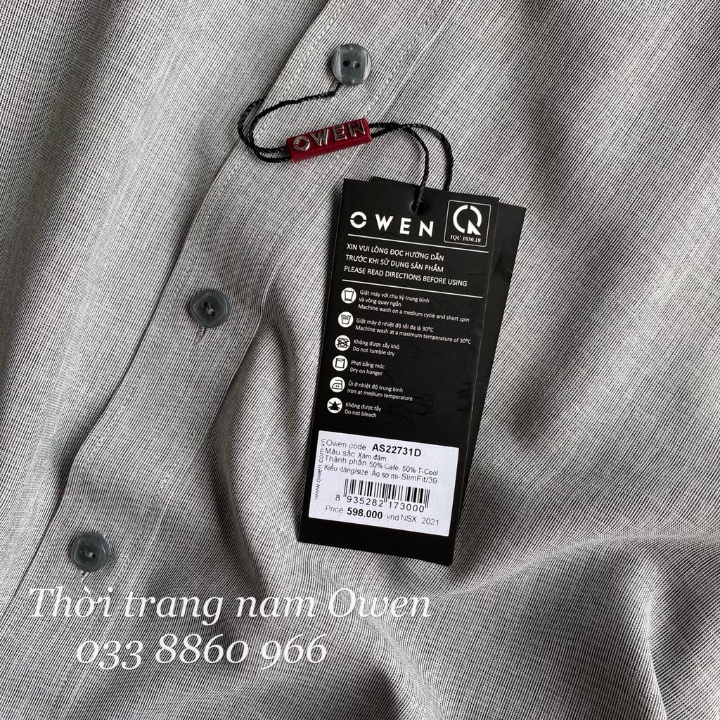 OWEN - Áo sơ mi dài tay OWEN SLIMFIT cổ tàu chất cafe 22731