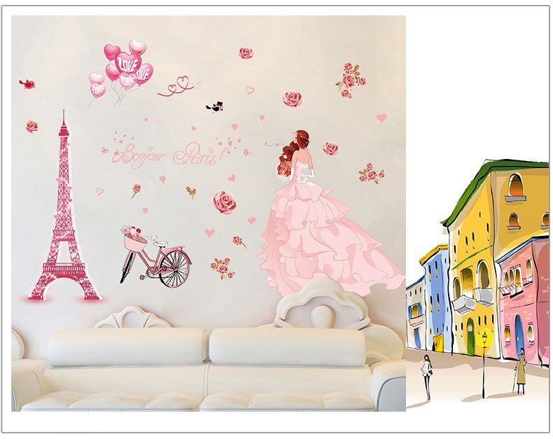 Decal dán tường Paris tình yêu 2 AmyShop DKN062