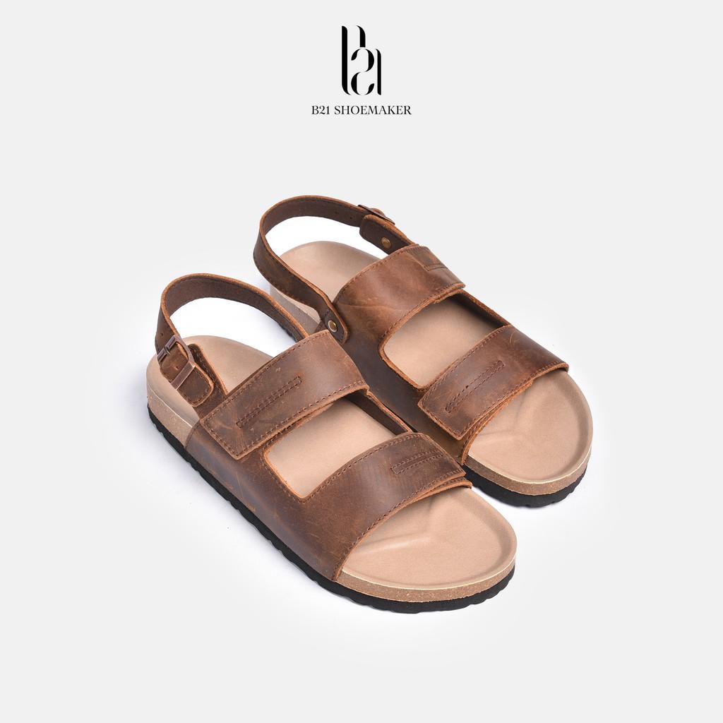 Dép Xăng Đan Đế Trấu Da Bò 2 Lớp Nam Nữ Quai Hậu Dép Sandals Quai Ngang Đế Cao UNISEX phong cách Retro Vintage Classic