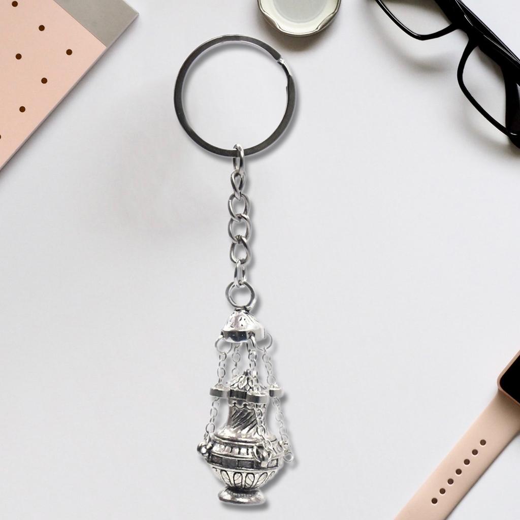 Incense Burner Keychain Christian Gifts Key Holder Key Chains Keyring Bag Charms Car Hanging Pendant
