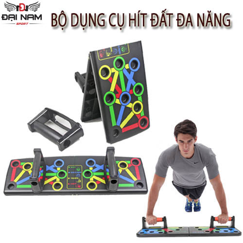 Bộ Tập Luyện Hít Đất,Chống Đẩy Đa Năng 18 Lỗ Đại Nam Sport + Kèm Găng Tay Tập Gym