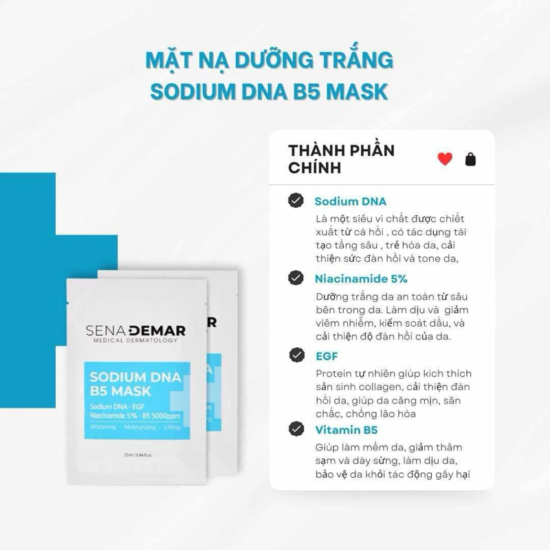 Combo 10 Miếng Mặt Nạ SENADEMAR Tế Bào Gốc Phục Hồi Dưỡng Ẩm 25ml/miếng hạn 2027