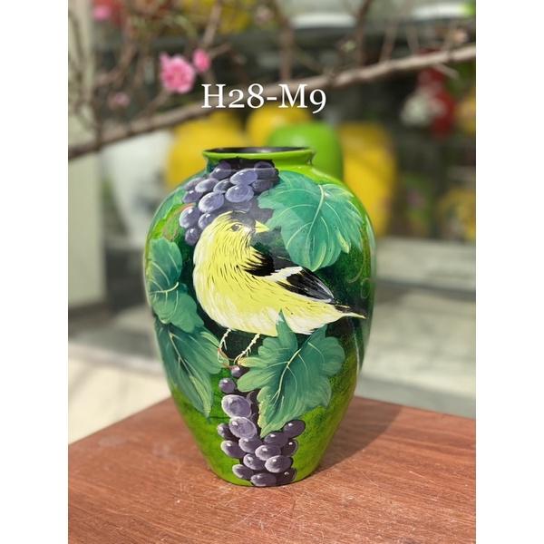 Bình cắm hoa- decor, men sơn mài, họa tiết vẽ thủ công 3D. Gốm sứ Bát Tràng.