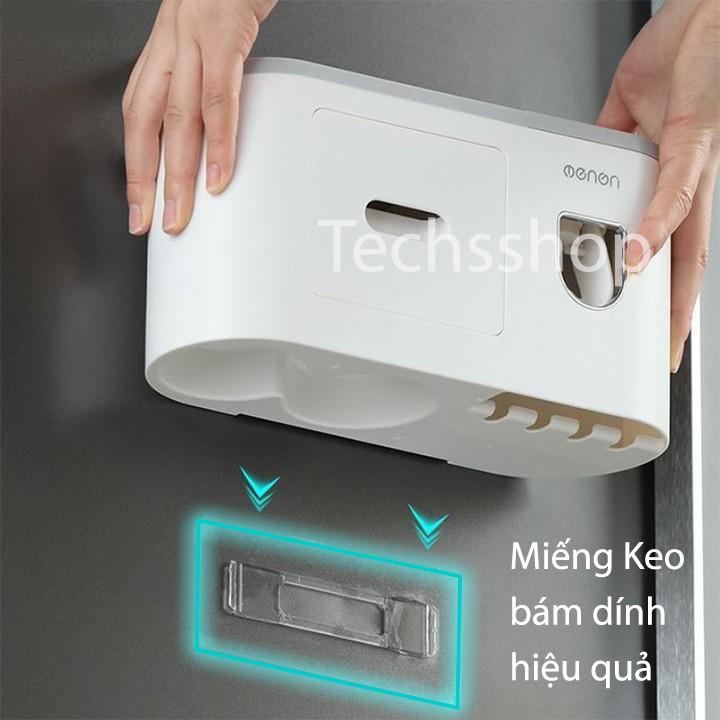 Kệ Nhà Tắm Nhả Kem Đựng Bàn Chải Đánh Răng Oenon Dán Tường Kèm Theo Cốc - Loại 2 cốc và 3 Cốc