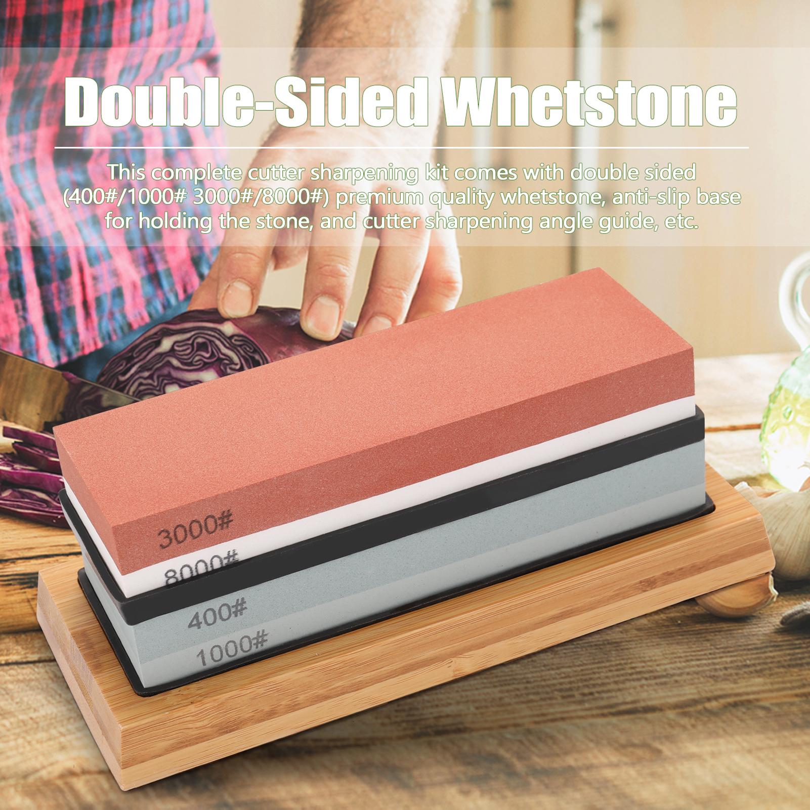 400#/1000# 3000#/8000# Premium Whetstone Cut Sharpening Stone Set Sharpener for All Blade Non Slip Base Cutter Sharpener