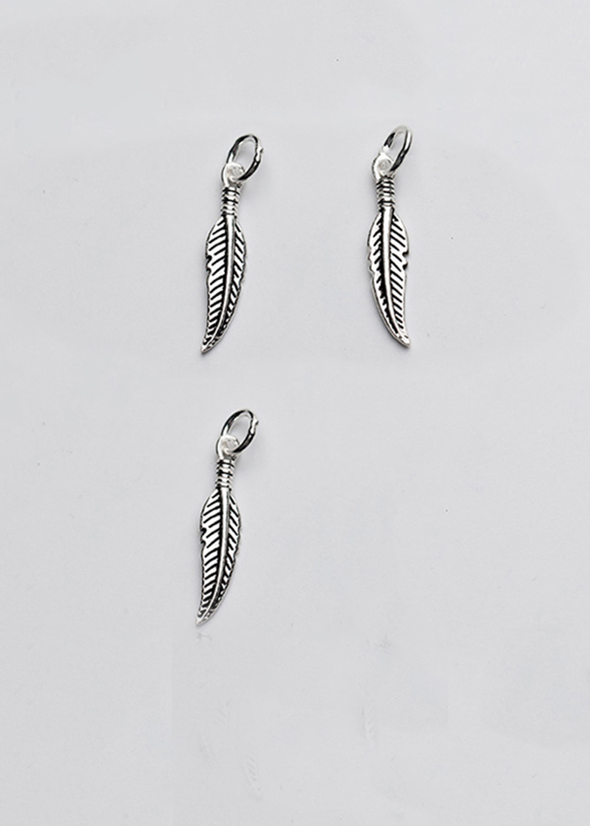 Combo 3 cái charm bạc lông vũ treo - Ngọc Quý Gemstones