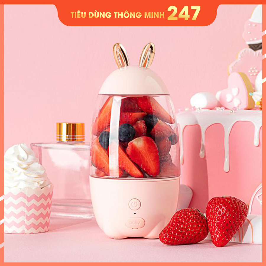 Máy xay sinh tố cầm tay đa năng tai thỏ xinh xắn Bunny - Hàng Chính Hãng