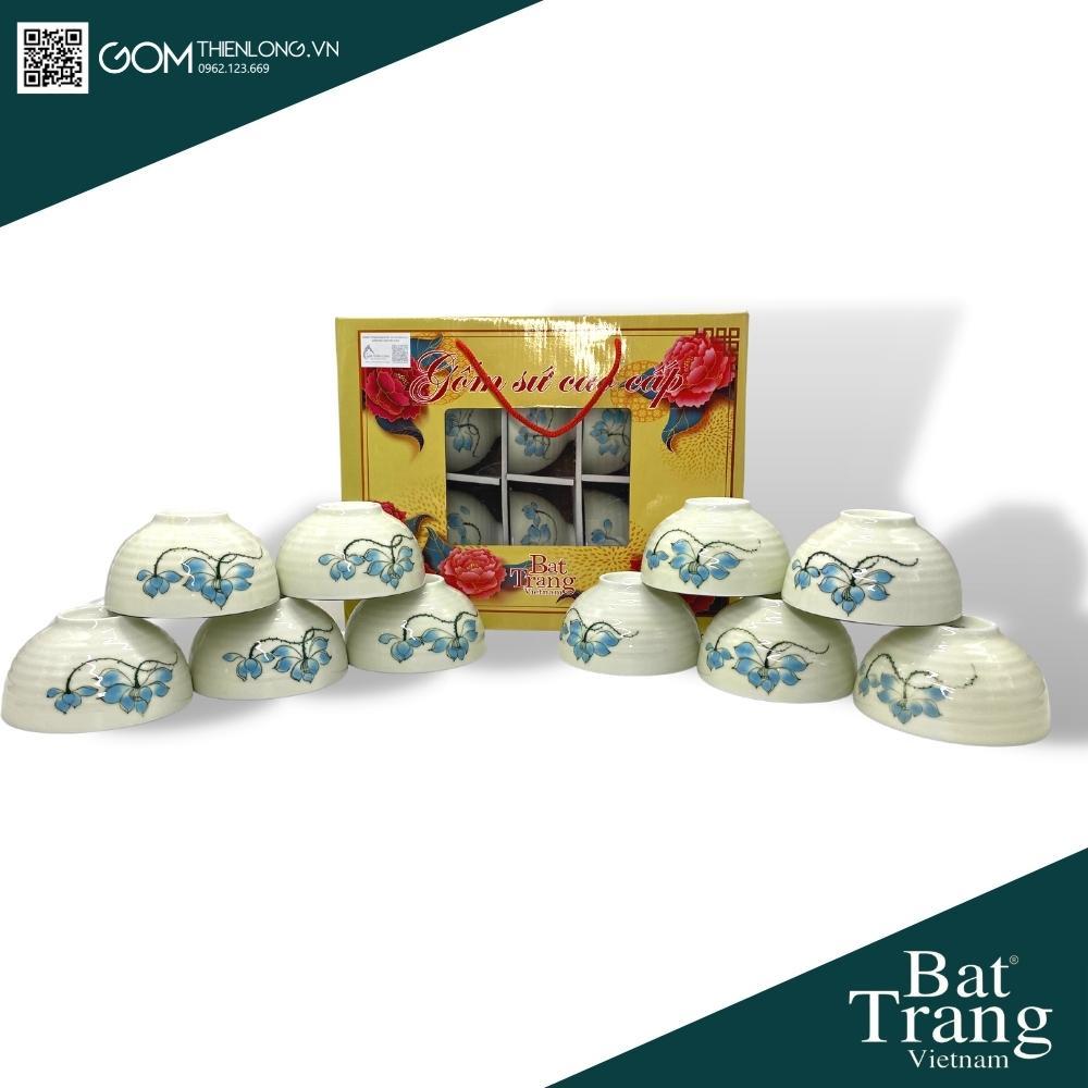 Bộ Bát Đĩa Cao Cấp Sen Xanh - Bát Đĩa Bát Tràng Loại 1 - Gốm Thiên Long