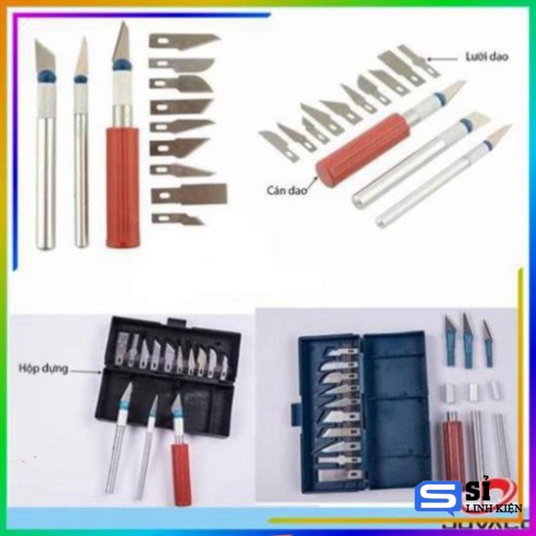 Dao khắc trổ 13in1, hợp kim cacbon + 13 lưỡi dao kích cỡ khác nhau