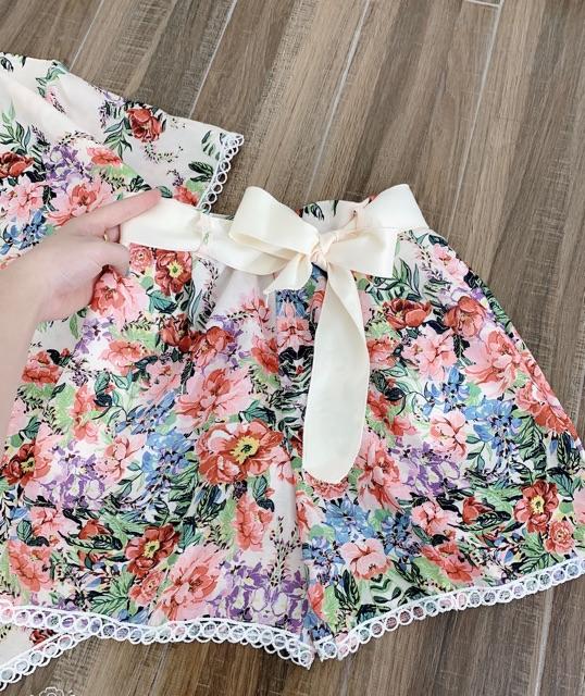 Set bộ nữ hoa nơ eo xinh yêu