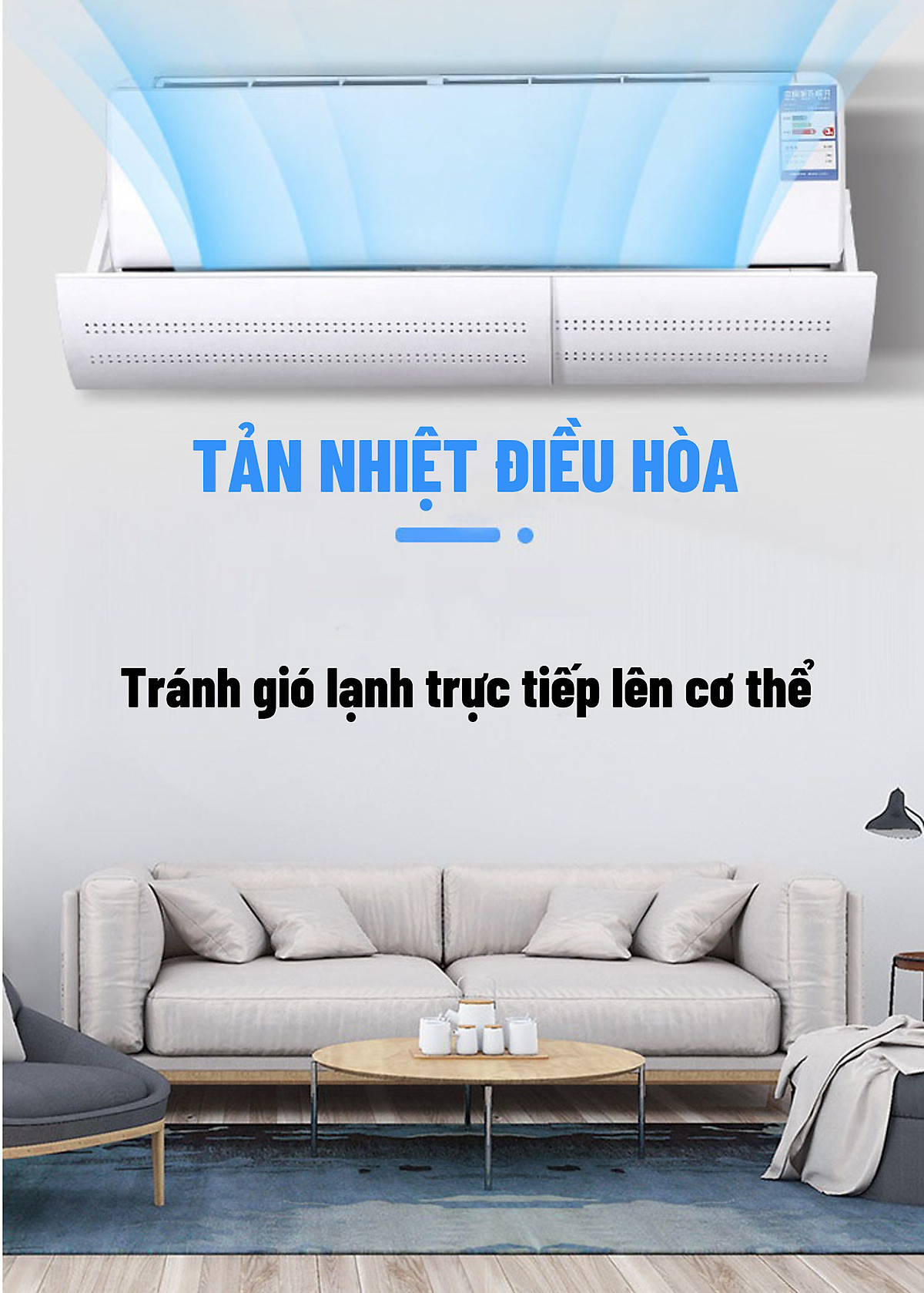 Tấm Chắn Gió Điều Hòa - Hàng Chính Hãng -  Tản Nhiệt Máy Lạnh - Xoay 180 Độ , Thiết Kế Lỗ Thông Gió Nhỏ