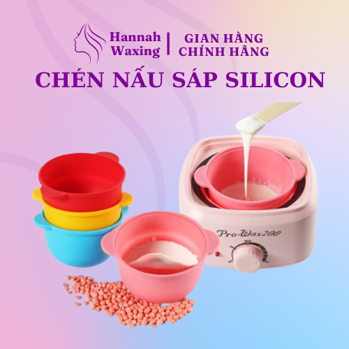 Combo Chén Silicon Nấu Sáp + Sáp Wax Lông Hannah Waxing hương dừa cao cấp tặng kèm que gỗ phết sáp