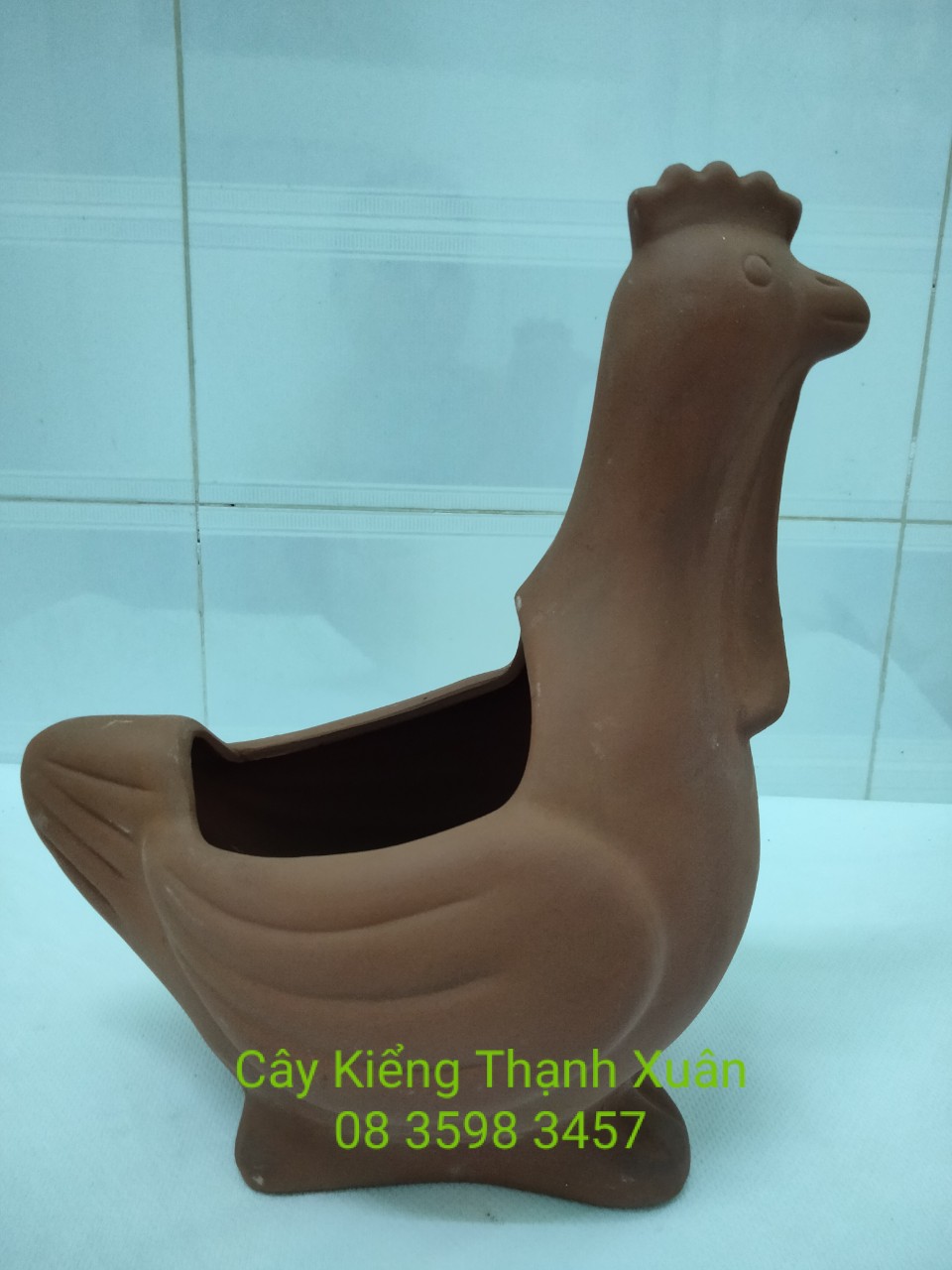 Chậu trồng cây, chậu đất nung hình Con gà, Chậu hình thú trồng cây hoa kiểng, sen đá, xương rông, cây may mắn, cây mini