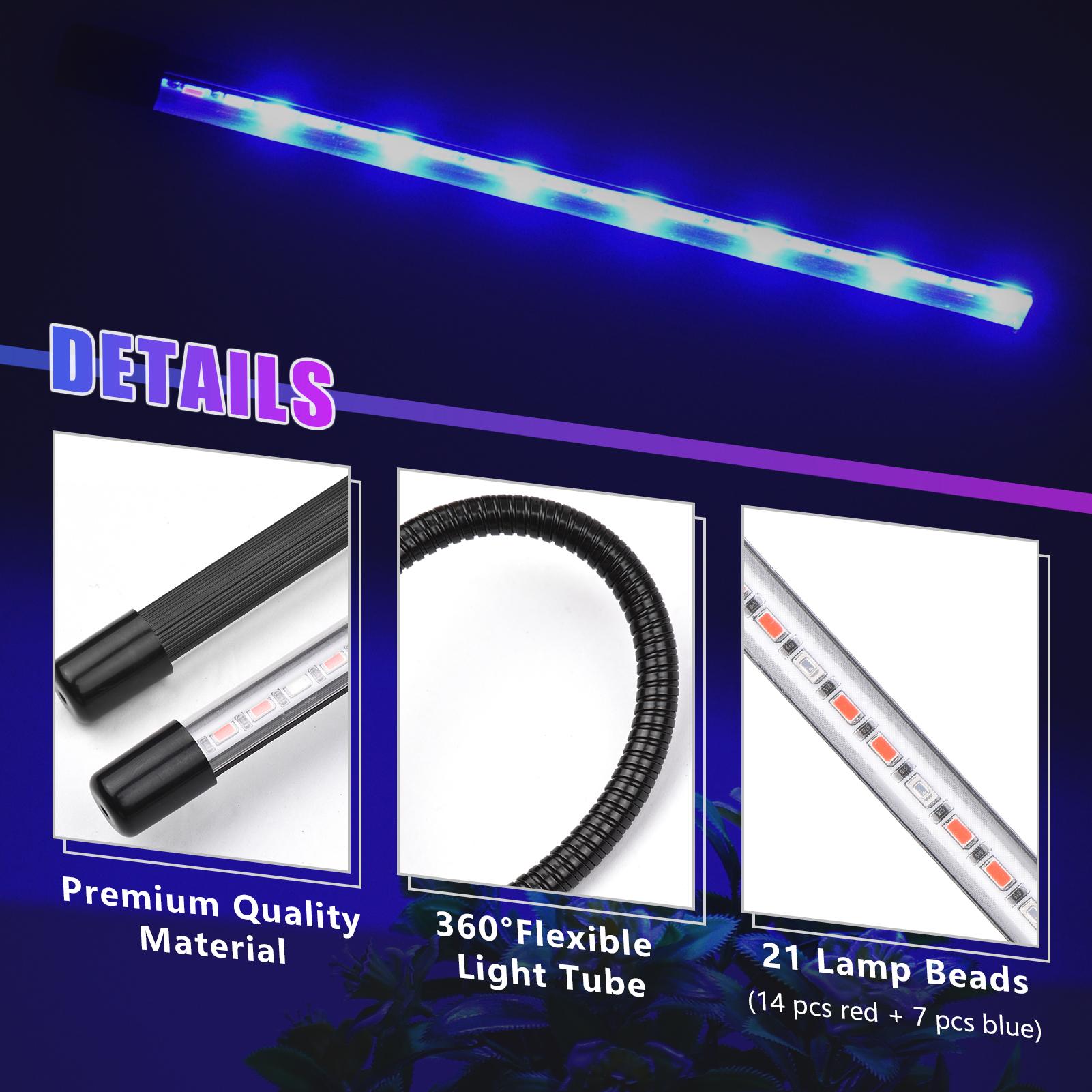 Đèn Quang Hợp Dải Đèn 21 Đèn Led Cho Cây Trồng 10 Mức Độ Mờ 3/9 / 12H Hẹn Giờ 3 Chế Độ Chiếu Sáng
