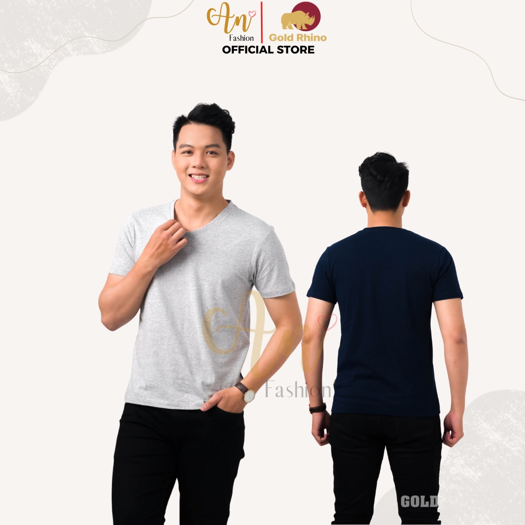 Hình ảnh Áo Thun Nam Cổ Tròn NAVY, XÁM Đầy Phong Cách 100% Cotton Cao Cấp - Gold Rhino