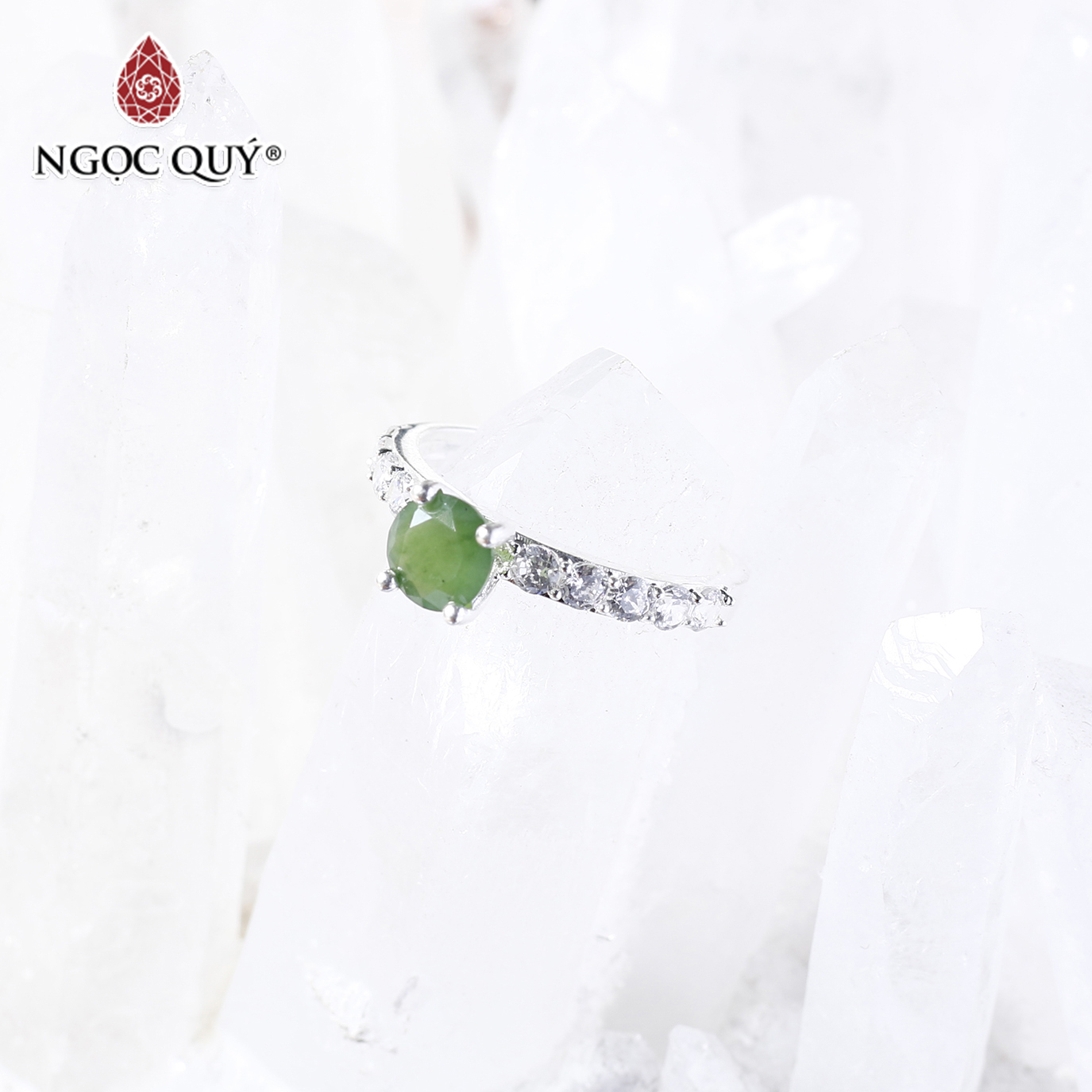 Nhẫn bạc nữ đá thiên nhiên - Ngọc Quý Gemstones - Ngọc Bích - Ni 17