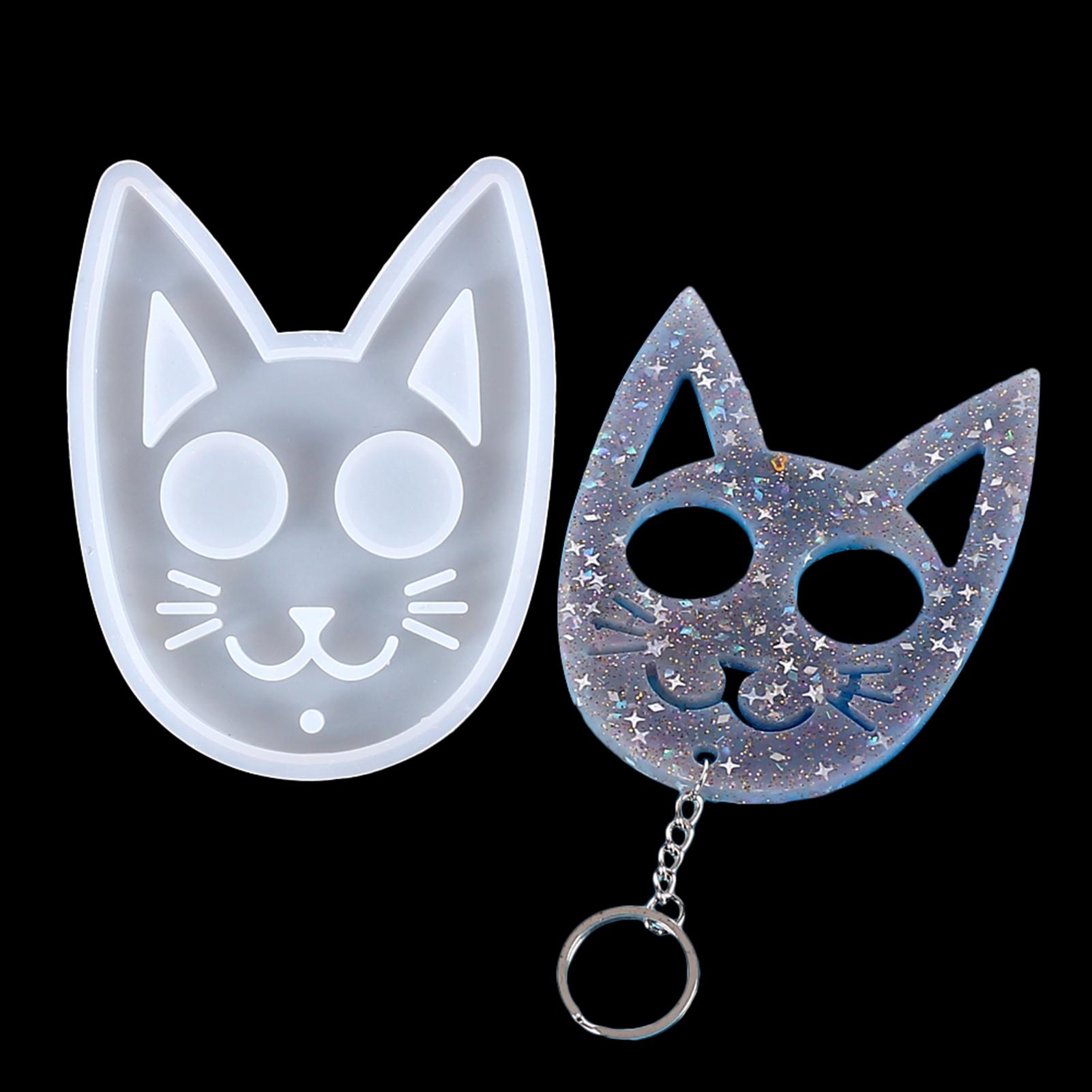 Khuôn đúc móc khóa silicone hình mèo kim tuyến dễ thương DIY thủ công