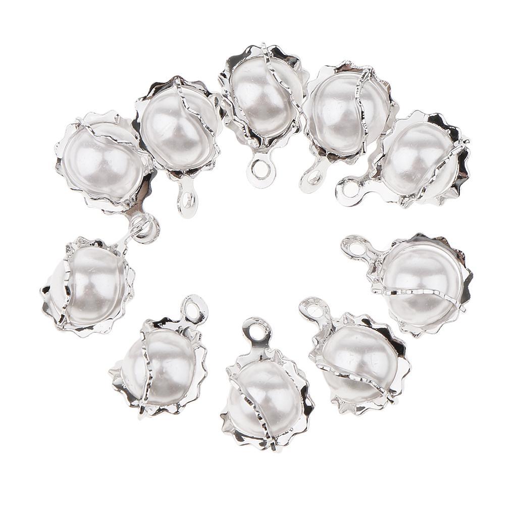 10 Pieces Round Pearl with Copper Pendant DIY Earring Necklace