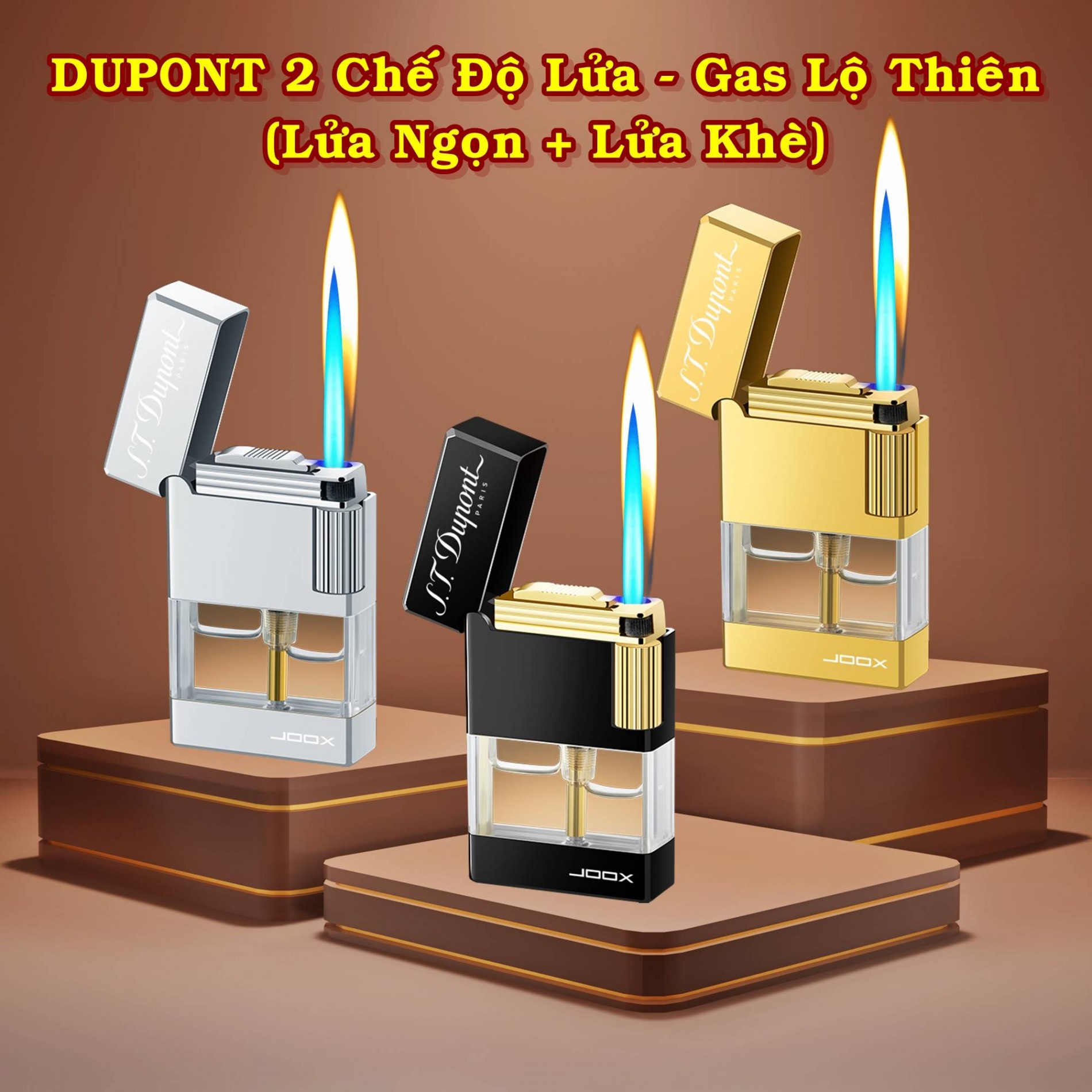 Hột quẹt bật lửa DUPONT 2 chế độ lửa gas lộ thiên phiên bản JOOX - xài gas