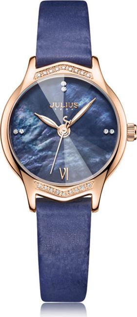 Đồng Hồ Nữ Julius Hàn Quốc JA-1155D Dây Da Màu Xanh