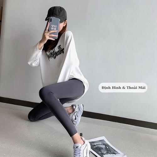 Quần Legging Nữ Dài Cạp Cao Đẹp Cao Cấp PINKAHA Nâng Mông Vải Thun Cotton Siêu Co Giãn 4 Chiều Ôm Sát