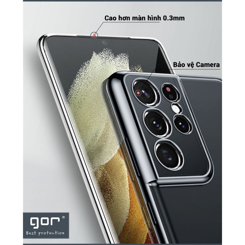 Ốp Lưng Silicon TPU trong suốt GOR cho Samsung Galaxy S22/ S22 Plus/ S22 Ultra- Hàng Chính Hãng
