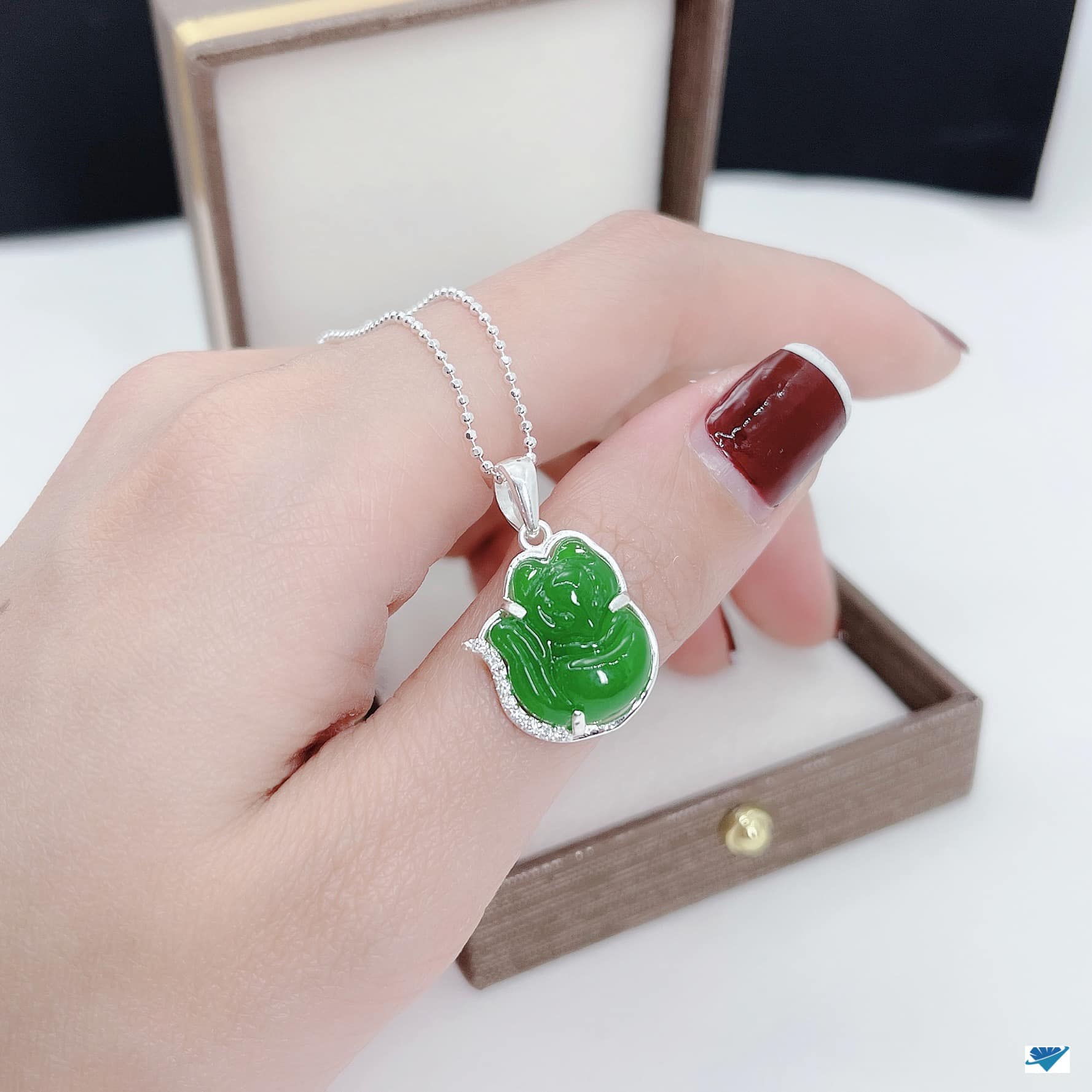 Bộ trang sức bạc dây chuyền và nhẫn mặt hồ ly bọc bạc