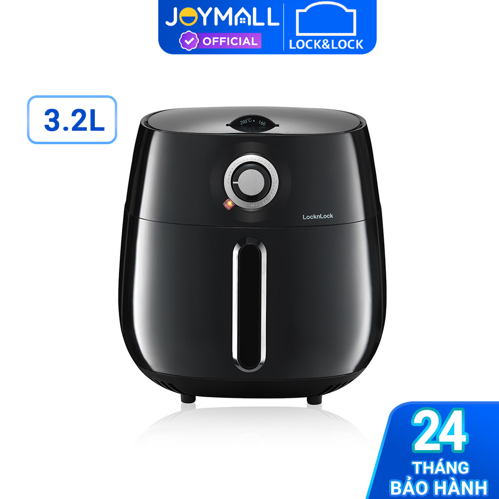 Nồi chiên không dầu Lock&amp;Lock 3,2L EJF173BLK Easy Control air fryer - Hàng chính hãng, lòng nồi tháo rời - JoyMall