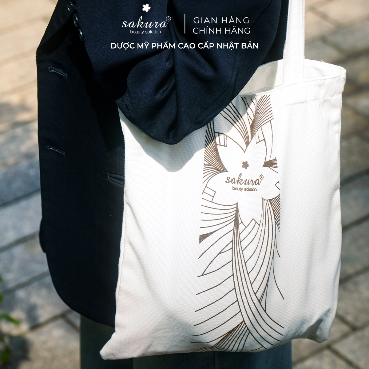 Túi Tote Canvas Sakura Thời Trang Tiện Lợi Kích Thước 38x32cm