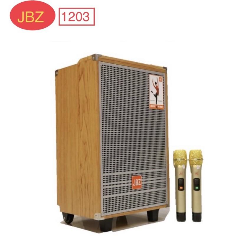 Loa karaoke di động JBZ 1203 hát karaoke cực hay, kèm 2 micro nhôm UHF không dây - Hàng Nhập Khẩu