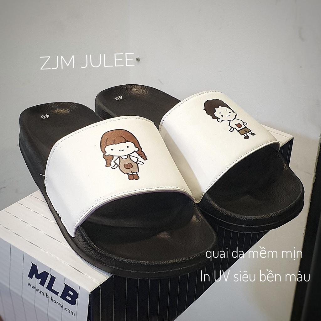 Dép nữ quai ngang Girl &amp; Boy quai da mềm mịn - Dép lê đi chơi 2022