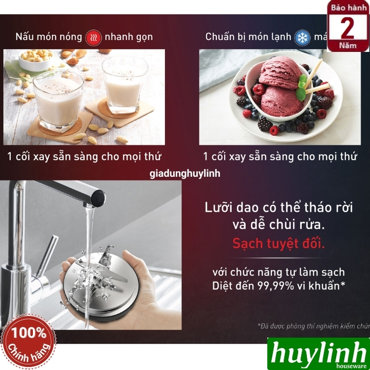 Máy làm sữa hạt nóng lạnh Tefal Perfectmix Cook BL83SD66 - 1.75 lít - 1400W - Hàng chính hãng (10 chức năng xay nấu)