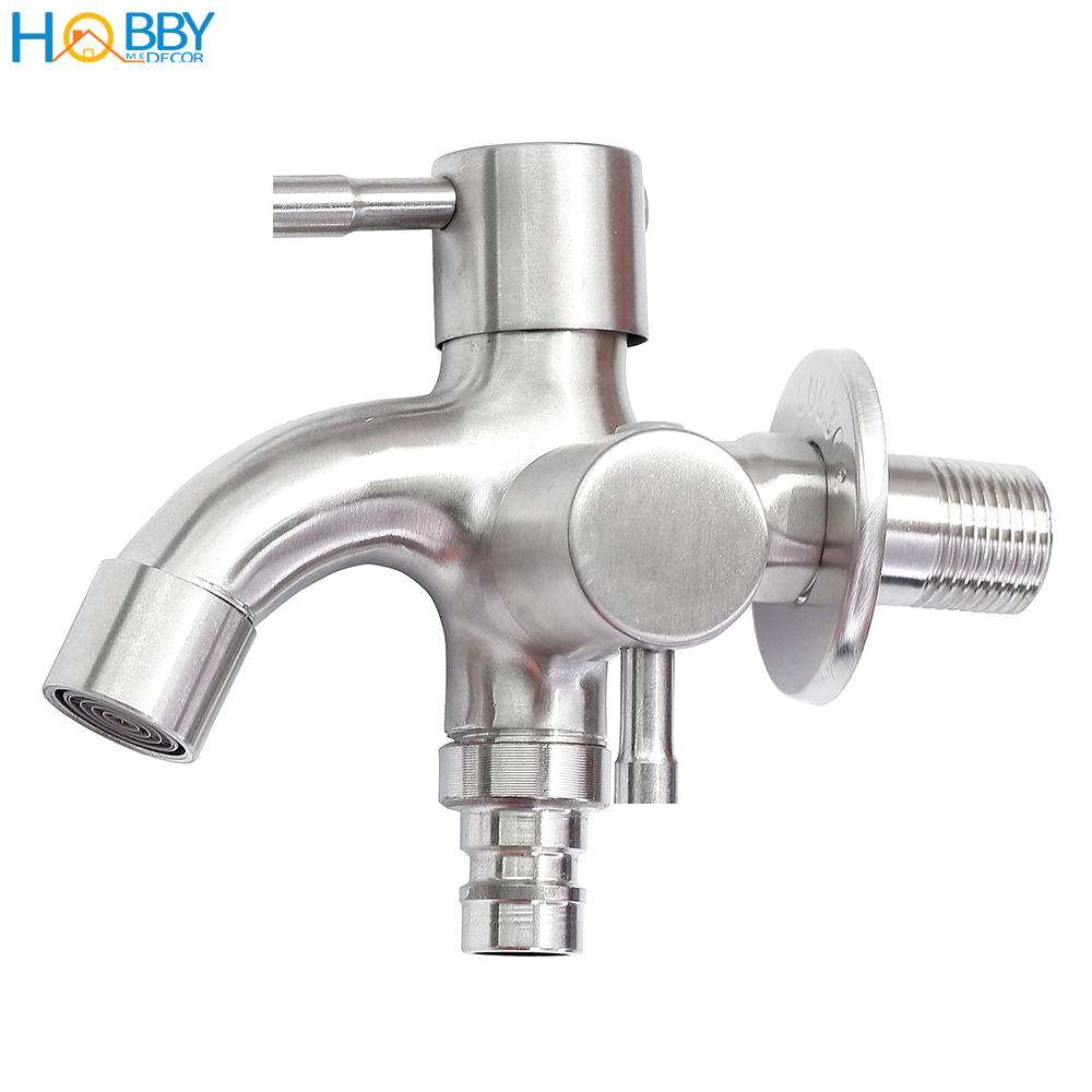 Vòi Củ Sen Lạnh Đa Năng 2 Đầu Xả Inox 304 Ren 21 Hobby Home Decor Cs1