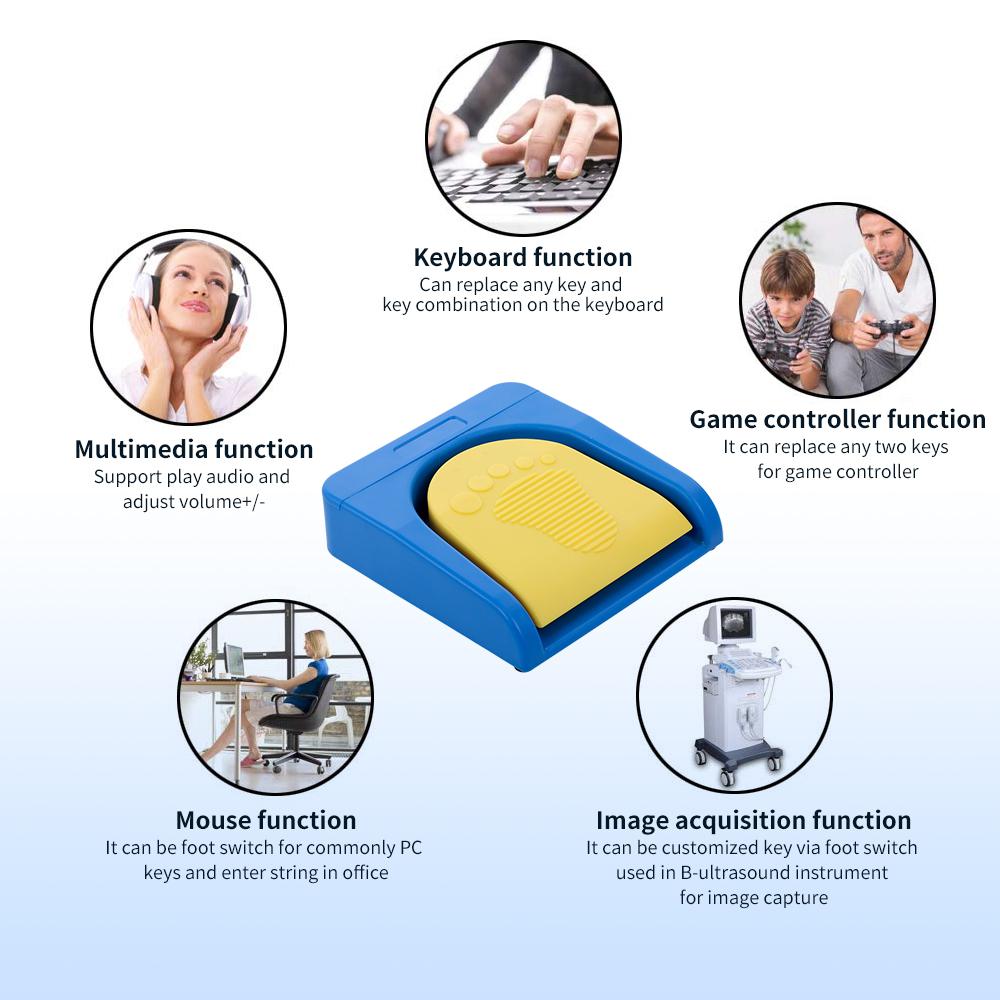 Công tắc chân không dây BT đa chức năng Hỗ trợ bàn đạp chân tùy chỉnh Kết nối có dây cho trò chơi thu nhận hình ảnh - Nhiều màu