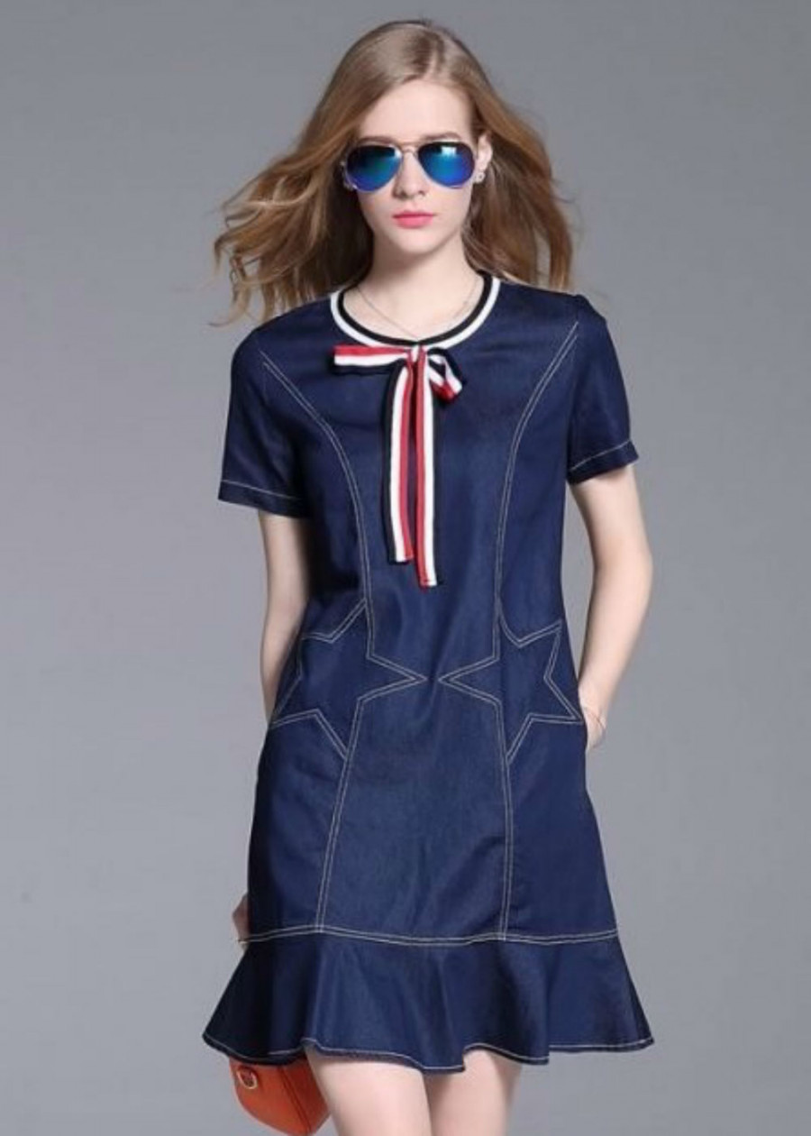 Đầm Jean Nữ Hình Ngôi Sao D705 - Xanh