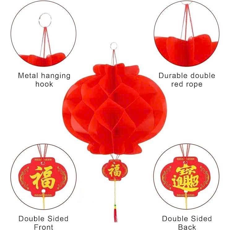 Set 10 Đèn lồng đỏ trang trí Tết, chống nước, dễ treo - có đủ size, 15cm, 20cm, 25cm, 30cm, 35cm