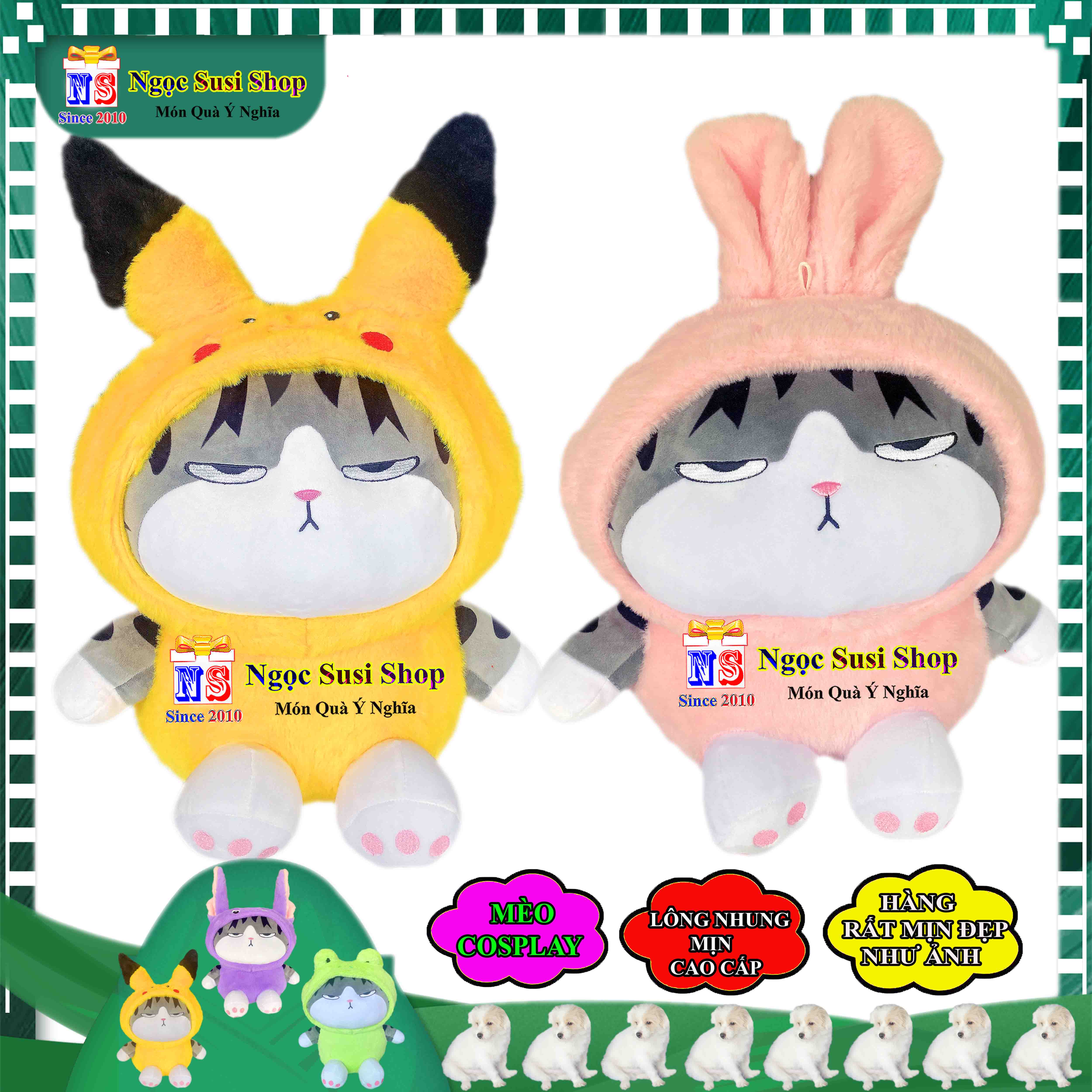 GẤU BÔNG HÌNH CON MÈO COSPLAY SIÊU MỀM MỊN CAO CẤP ÔM NGỦ DÙNG LÀM QUÀ TẶNG TRANG TRÍ