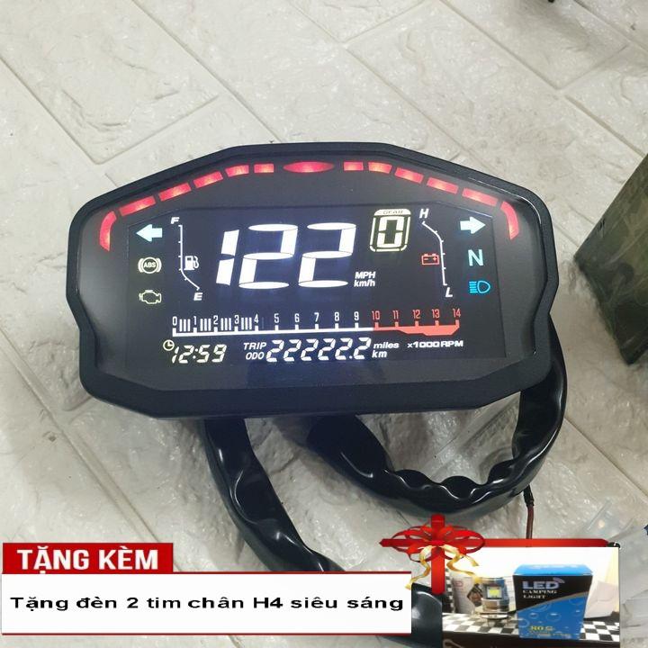 Đồng hồ điện tử dành cho xe DUCATI - màn hình LCD siêu chất - Tặng kèm đèn LED 2 tim chân H4 siêu sáng - A2098