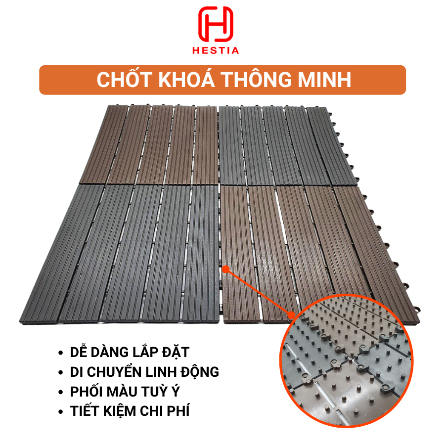 COMBO11 Vỉ lót sàn nhựa uPVC cao cấp 3T-700, Tấm nhựa trải sàn trang trí ban công / sân vườn / sân thượng; lót sàn chống trơn trượt nhà tắm / bể bơi - Hàng Việt Nam chất lượng cao