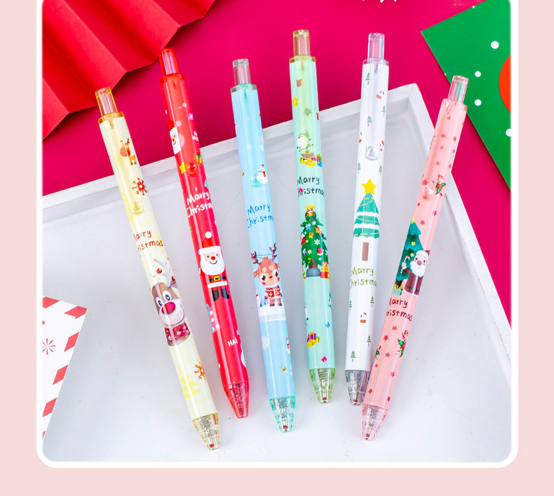 Bút bi gel nước học sinh mực đen noel giáng nhiều màu xanh, đỏ, kem ngẫu nhiên xinh xắn