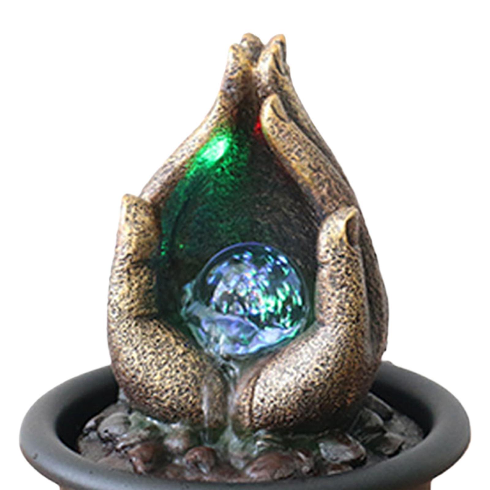 Tabletop Water Fountain, Indoor Water Fountain, Mini Feng Shui Led Resin Waterfall Fountain, for Home Indoor Bedroom Decoration Gift