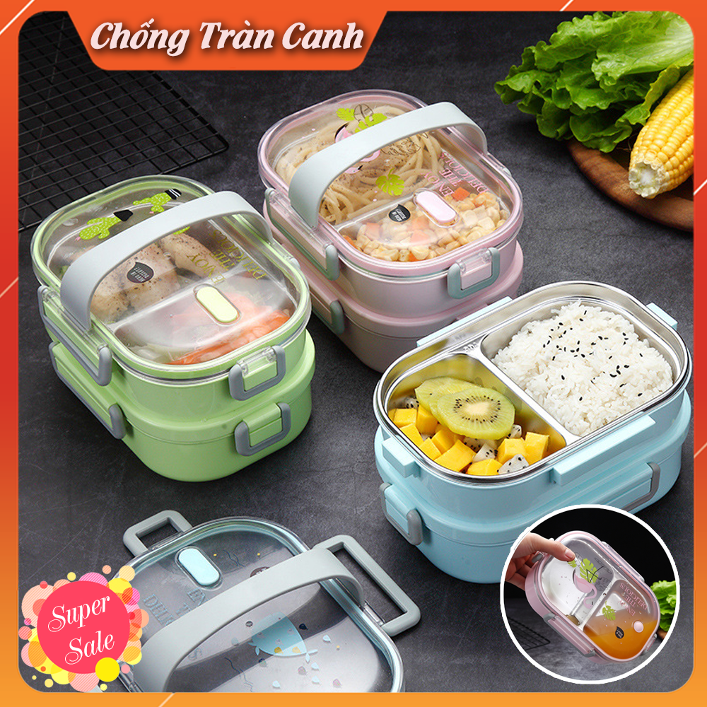Hộp Cơm Giữ Nhiệt 2 Tầng Thiết Kế Chống Tràn Tuyệt Đối Lõi Inox SUS304 Đảm Bảo An Toàn HC02