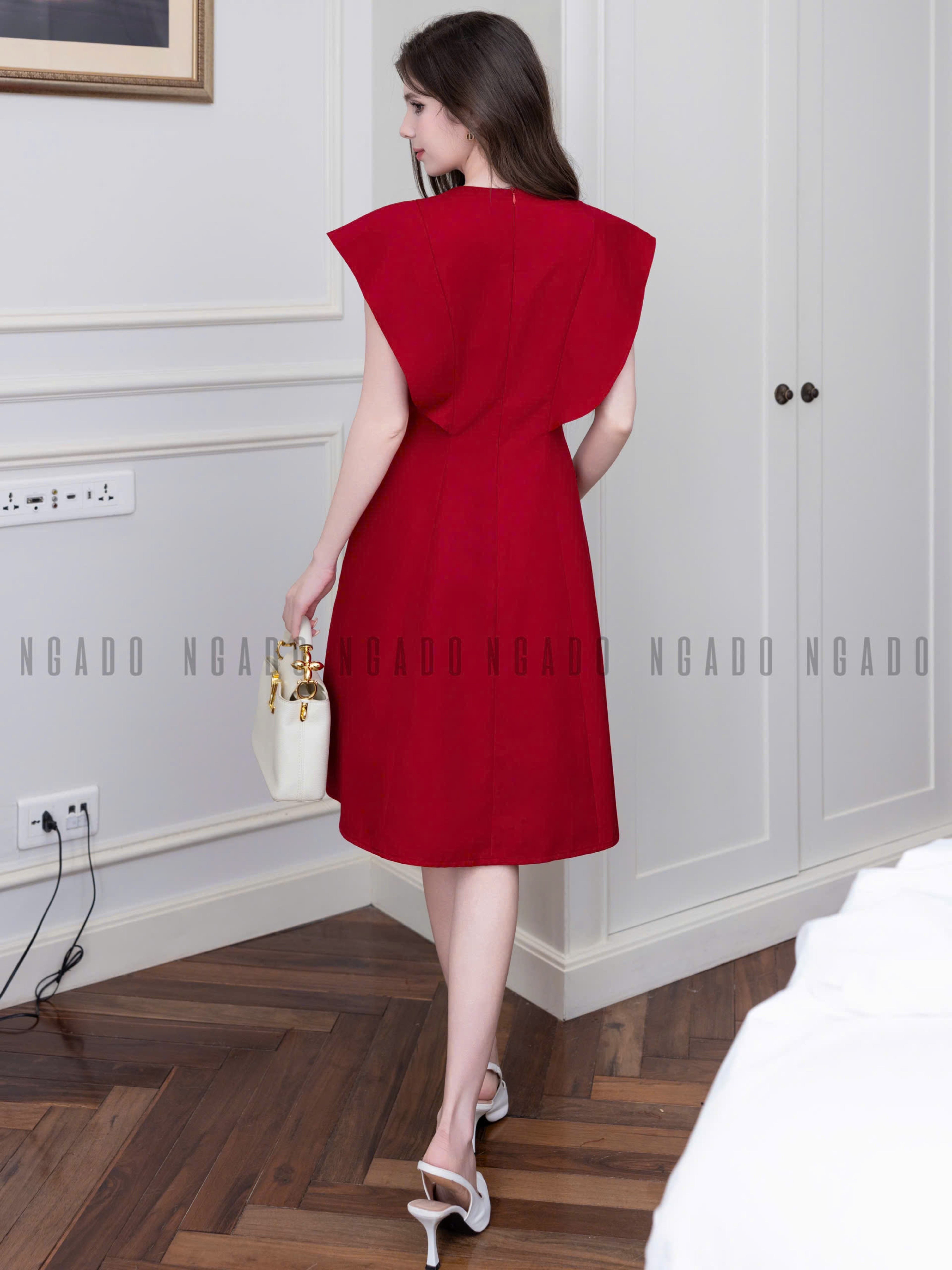 Đầm đỏ cánh tiên NGADO , đầm nữ , đầm dự tiệc , đầm công sở