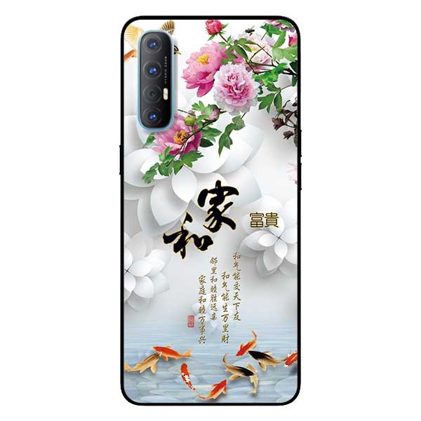 Ốp lưng dành cho Oppo Reno 3 Pro mẫu Chim Cá Nền Hoa Trắng