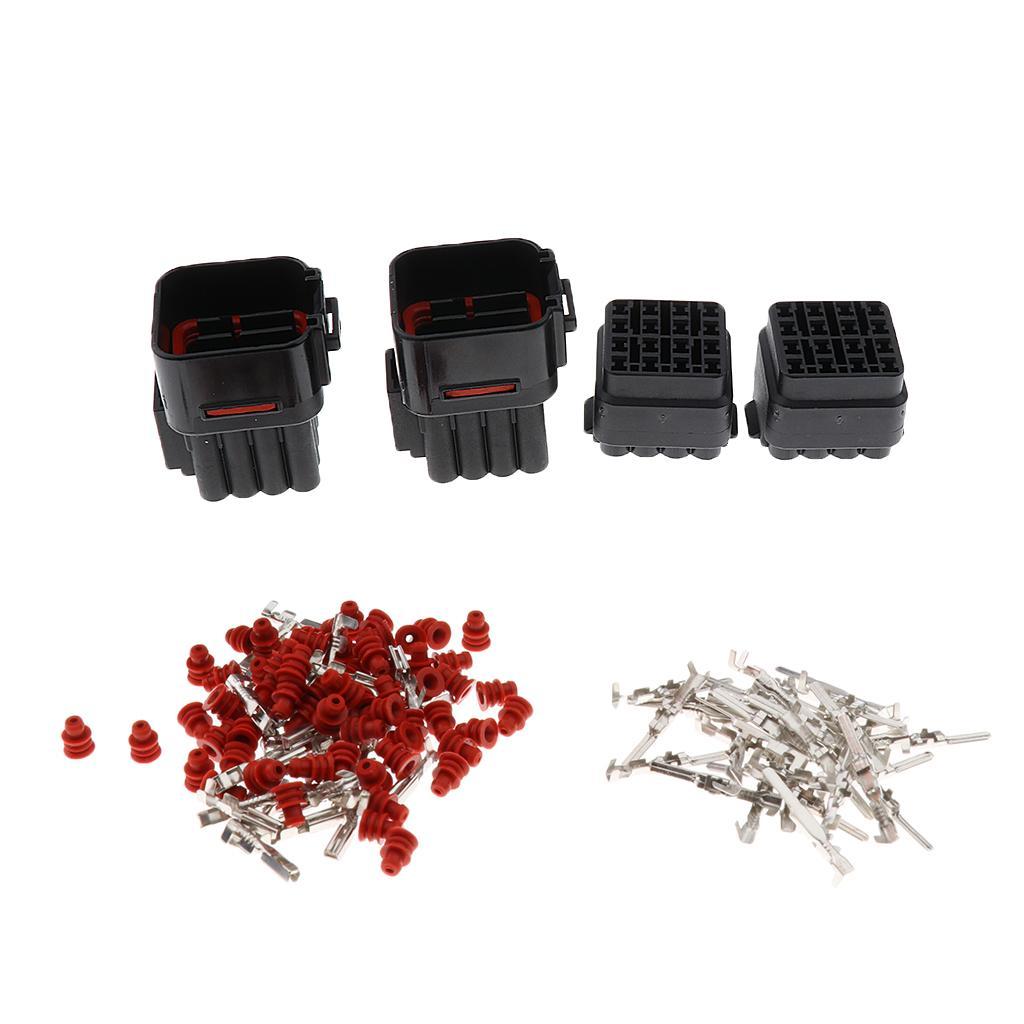 2 Kit 16 Pin Way Car Sealed Electrical AWG Wire Connector Waterproof