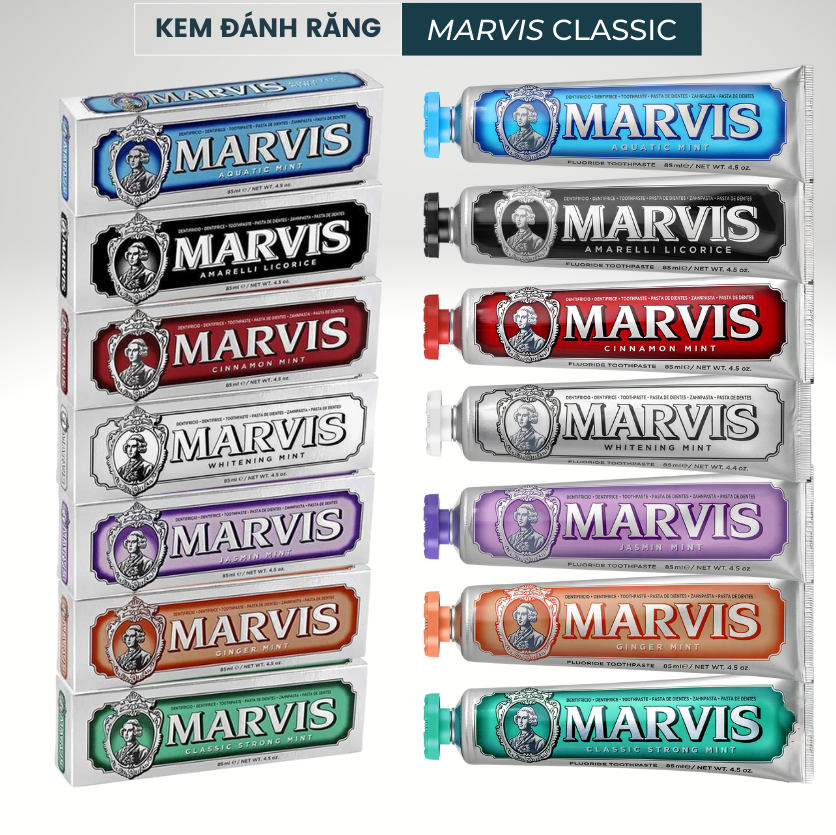 Kem đánh răng Marvis Toothpaste tuýp 25ml Italy 7 hương vị classic