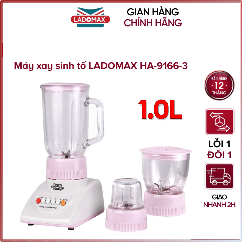 Máy xay sinh tố đa năng 3 cối Ladomax HA-9166-3 - Hàng chính hãng